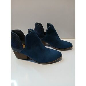 Boutique by Corkys Womens Blue Suede Cutout Ankle Booties Block Heel Size 41
